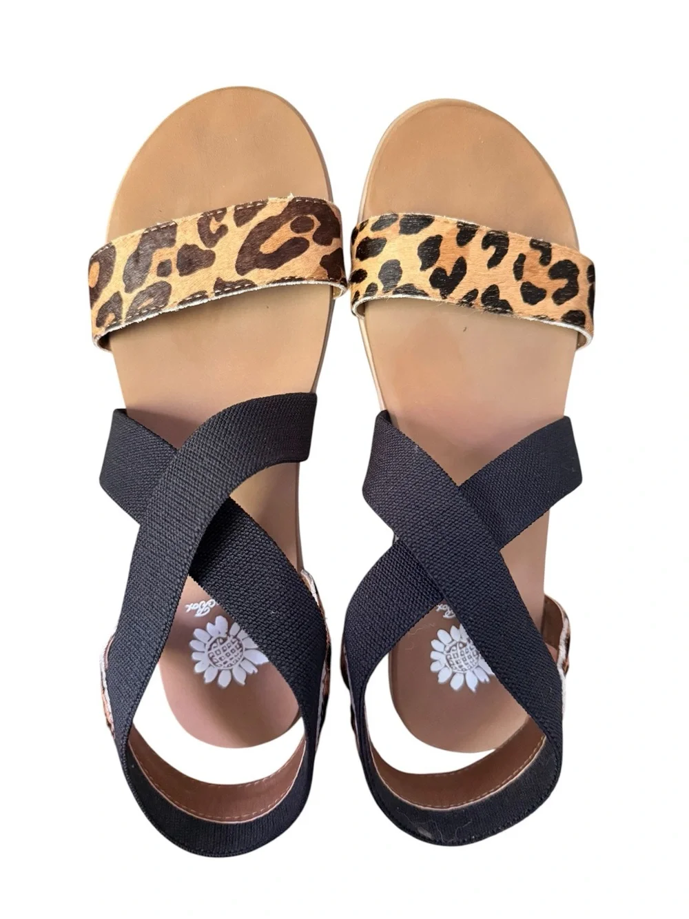 Yellowbox Janalee Women's Size 8 Leopard Dyed Calf Hair Wedge Sandals w/ Box